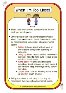 When I am too close Social Story